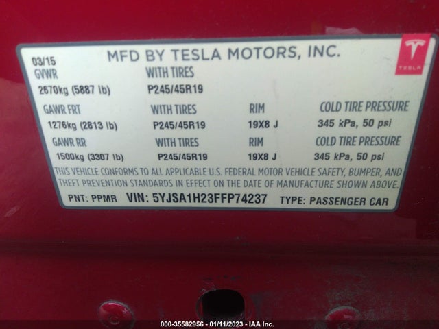5YJSA1H23FFP74237 Tesla Model S 85d/p85d/70d/90d/p90d