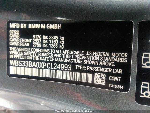 2023 BMW M4, VIN: WBS33BA0XPCL24993