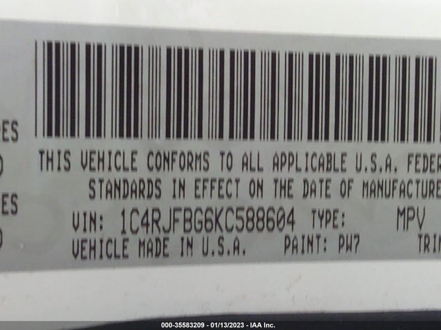 1C4RJFBG6KC588604 Jeep Grand Cherokee Limited X