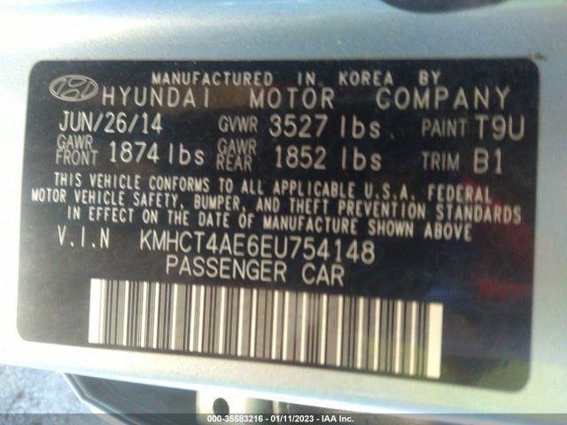 2014 HYUNDAI ACCENT GLS VIN: KMHCT4AE6EU754148