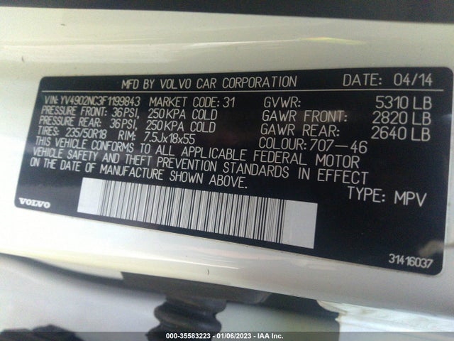 2015 Volvo XC70, VIN: YV4902NC3F1199843