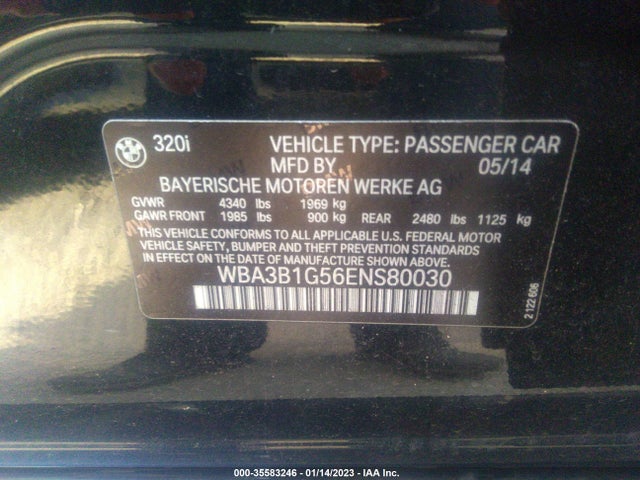 WBA3B1G56ENS80030 BMW 3 Series 320i