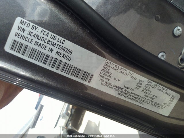 2021 Jeep Compass, VIN: 3C4NJDCB3MT586306