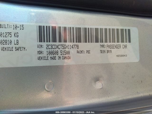2C3CDXCT5GH114778 Dodge CHARGER R/T