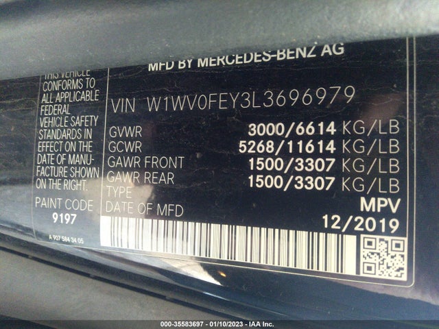 2020 Mercedes-Benz Metris, VIN: W1WV0FEY3L3696979