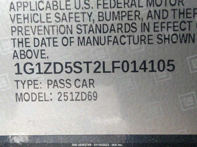 2020 Chevrolet Malibu, VIN: 1G1ZD5ST2LF014105