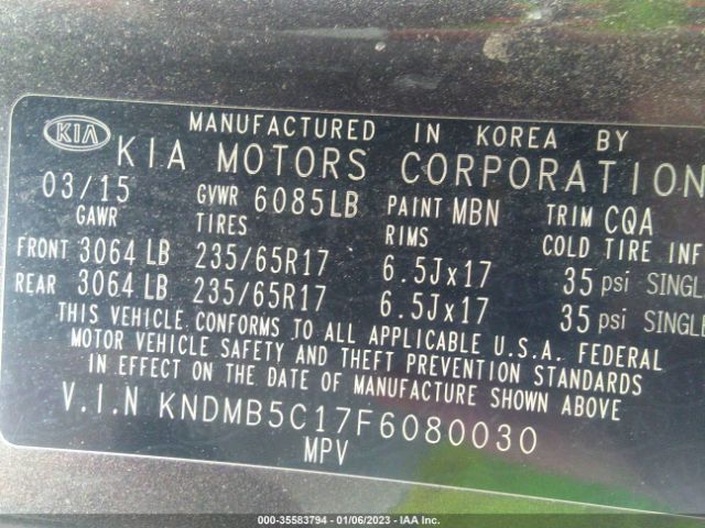 KNDMB5C17F6080030 KIA SEDONA LX