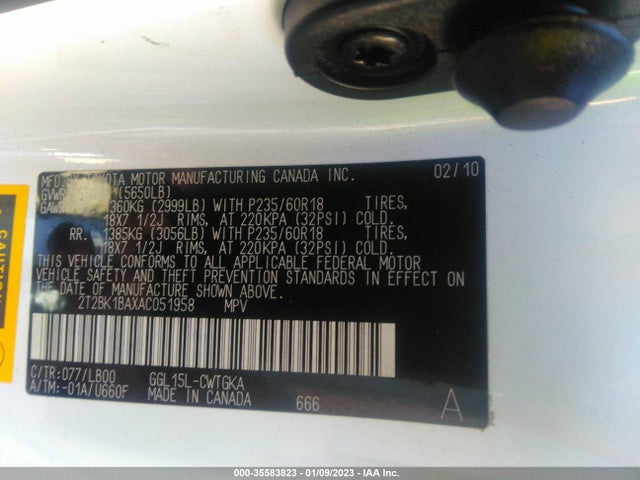 Lexus RX 350 2010 2T2BK1BAXAC051958 Image 10