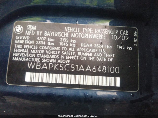 2010 BMW 3 SERIES 328I XDRIVE VIN: WBAPK5C51AA648100
