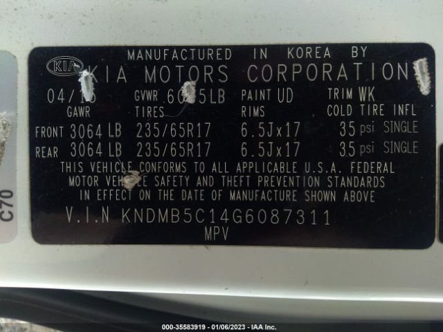 KNDMB5C14G6087311 KIA SEDONA LX