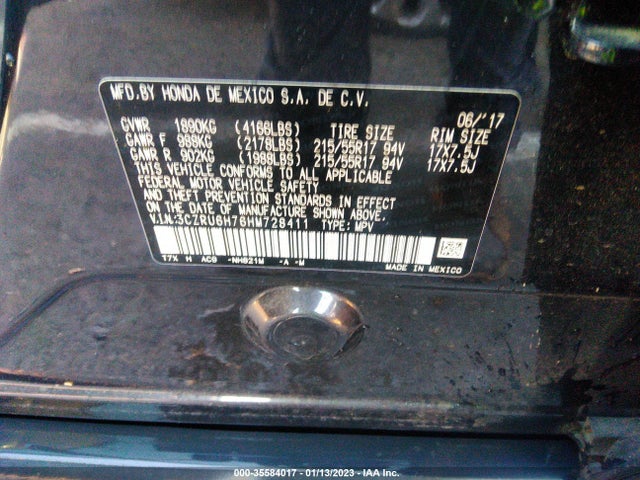 2017 Honda HR-V, VIN: 3CZRU6H76HM728411