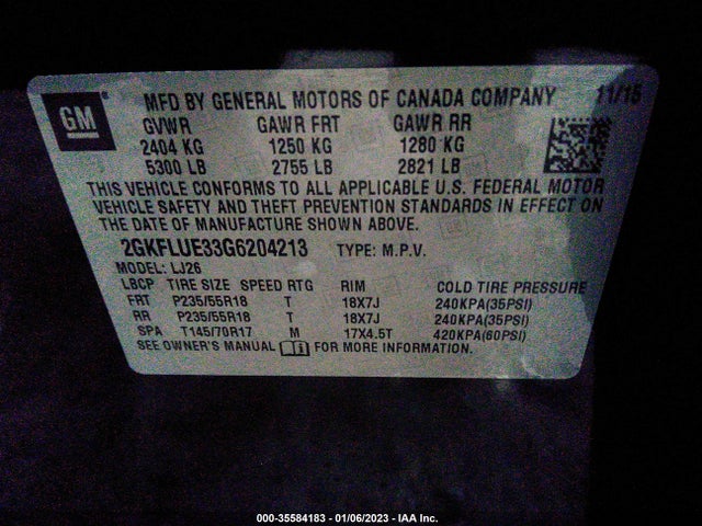 2016 GMC Terrain, VIN: 2GKFLUE33G6204213