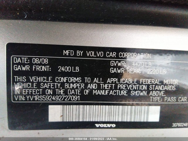 Volvo S60 2.5T 2009 YV1RS592492727091 Image 10