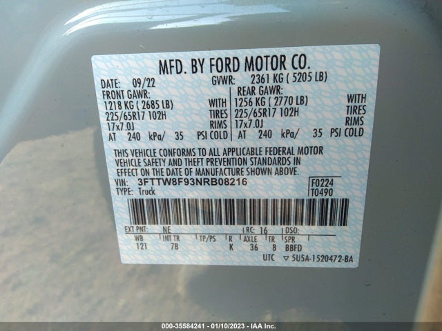 2022 Ford Maverick, VIN: 3FTTW8F93NRB08216