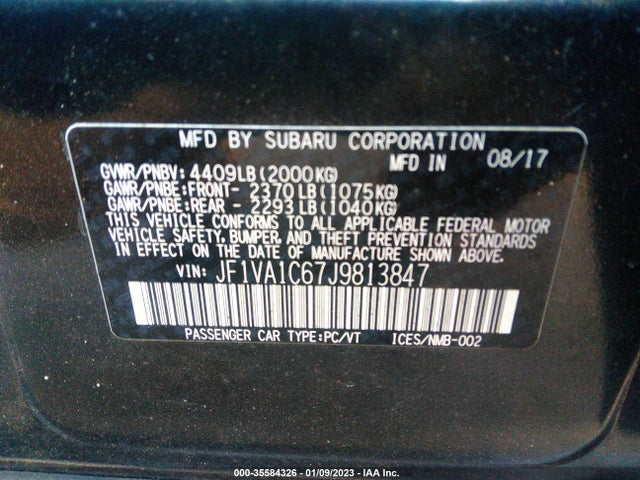 2018 Subaru WRX, VIN: JF1VA1C67J9813847