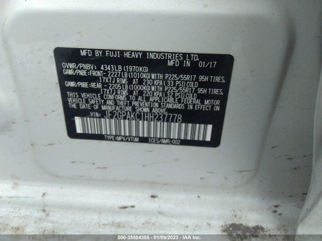 2017 Subaru Crosstrek, VIN: JF2GPAKC1HH237778