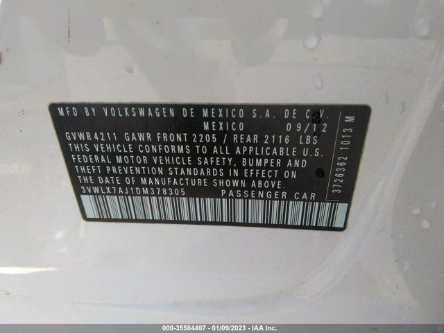3VWLX7AJ1DM378305 Volkswagen Jetta Sedan Sel W/nav