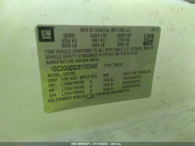 2014 Chevrolet Express, VIN: 1GCZGUCG2E1122492