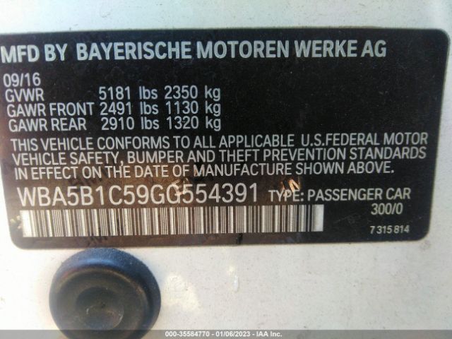 WBA5B1C59GG554391 BMW 5 Series 535i