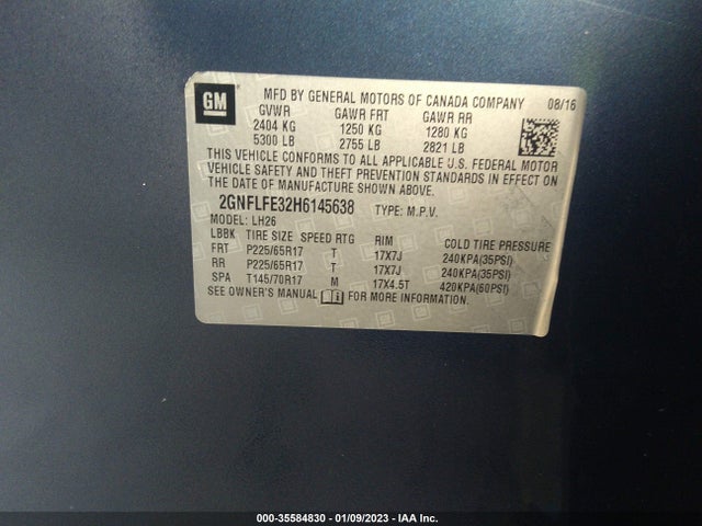 Chevrolet EQUINOX LT 2017 2GNFLFE32H6145638 Image 9