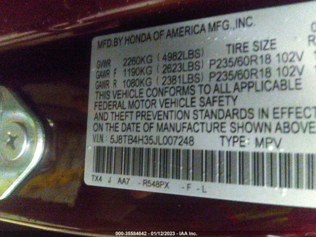 5J8TB4H35JL007248 Acura RDX
