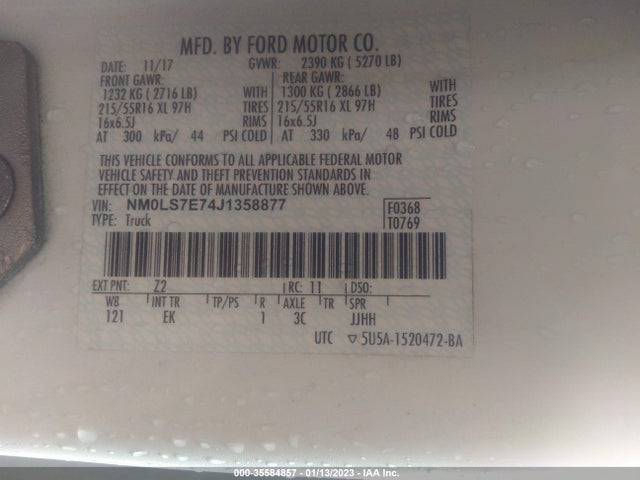2018 Ford Transit Connect, VIN: NM0LS7E74J1358877