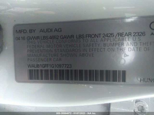 Audi S3 Premium Plus 2016 WAUB1GFF1G1097723 Image 9