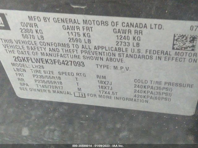 2GKFLWEK3F6427093 GMC Terrain Sle