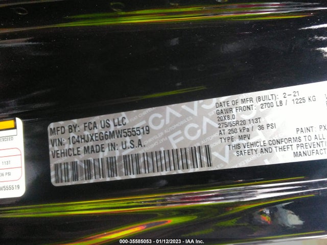 Jeep Wrangler 2021 1C4HJXEG6MW555519 Image 10