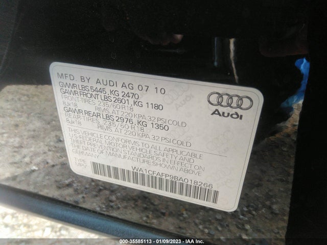 WA1CFAFP9BA018266 Audi Q5 2.0t Premium