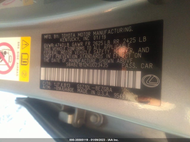 58ABZ1B12KU023435 Lexus ES