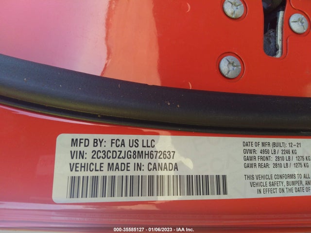 2021 Dodge Challenger, VIN: 2C3CDZJG8MH672637
