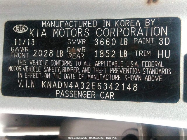 2014 KIA RIO EX VIN: KNADN4A32E6342148