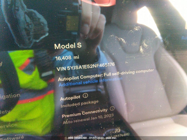 2022 Tesla Model S, VIN: 5YJSA1E52NF465176
