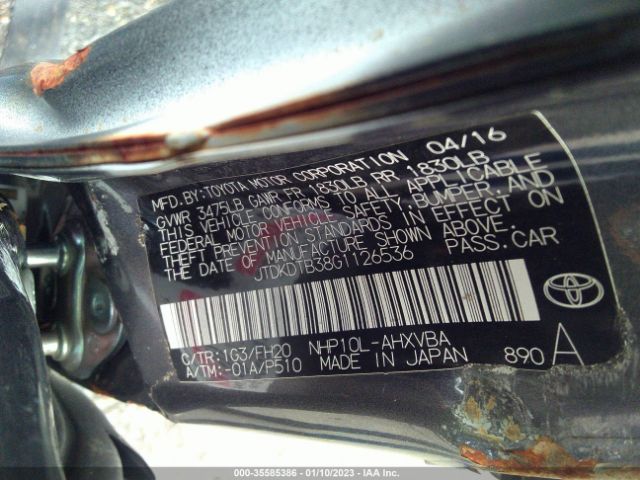 JTDKDTB38G1126536 Toyota Prius C One
