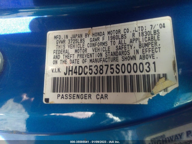 Acura RSX 2005 JH4DC53875S000031 Image 10