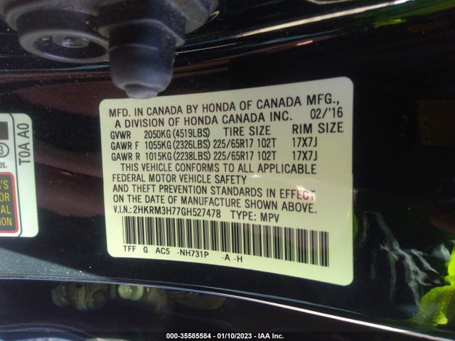 Honda Cr-v Ex-l 2016 2HKRM3H77GH527478 Image 11