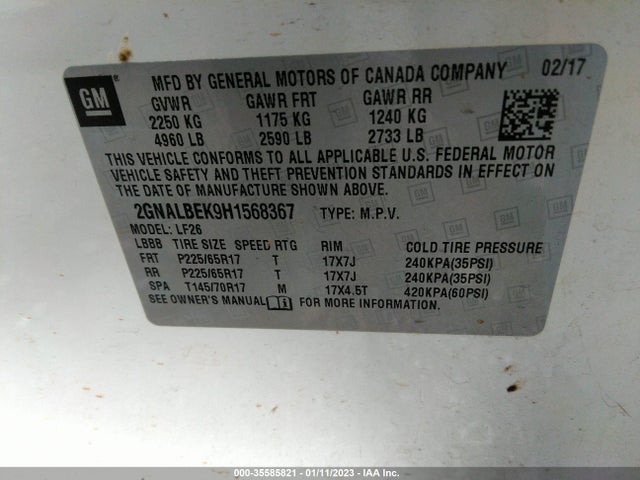Chevrolet EQUINOX LS 2017 2GNALBEK9H1568367 Image 10