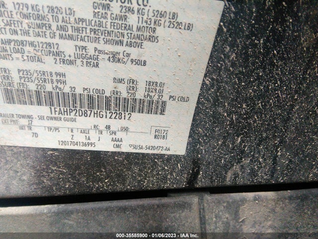 2017 Ford Taurus, VIN: 1FAHP2D87HG122812