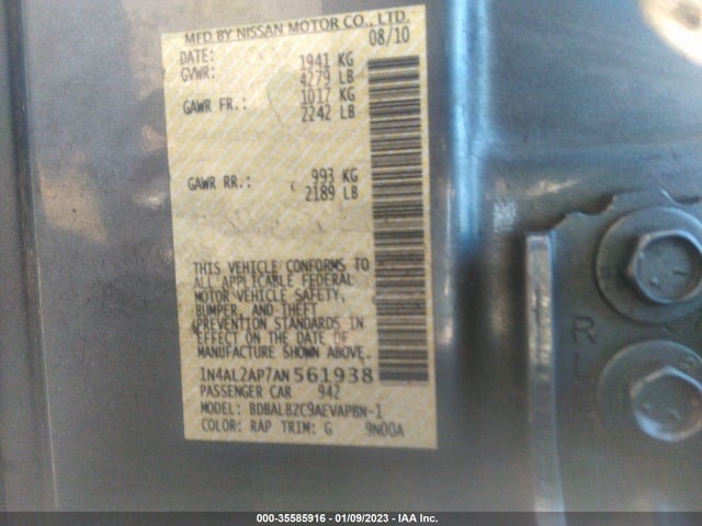 2010 NISSAN ALTIMA 2.5 SL VIN: 1N4AL2AP7AN561938