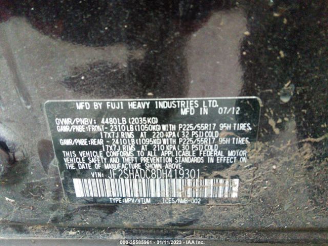 JF2SHADC8DH419301 Subaru Forester 2.5x Premium