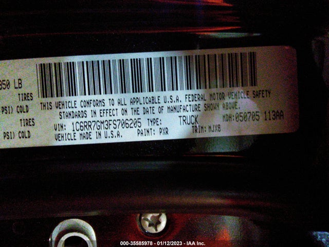 RAM 1500 Big Horn 2015 1C6RR7GM3FS706205 Image 9