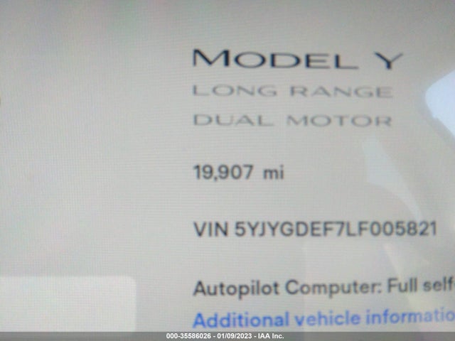 5YJYGDEF7LF005821 Tesla Model Y Long Range/performance