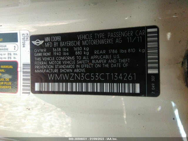 Mini COOPER CONVERTIBLE 2012 WMWZN3C53CT134261 Image 10
