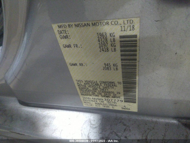 Nissan Altima 2.5 S 2019 1N4BL4BV6KN307779 Image 10