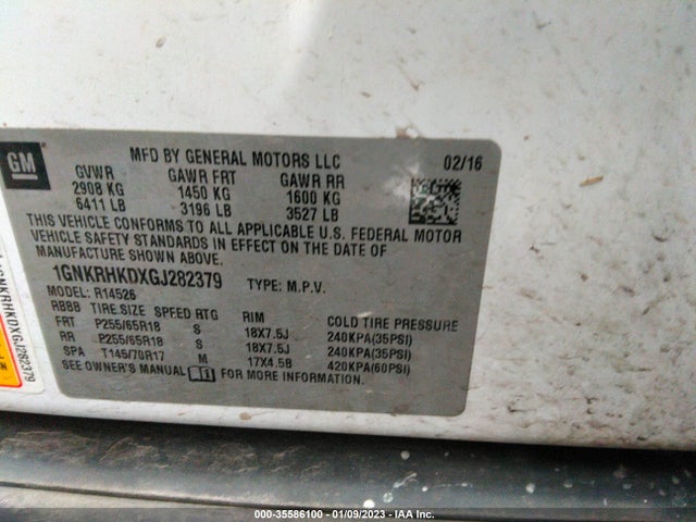 Chevrolet Traverse Lt 2016 1GNKRHKDXGJ282379 Image 9