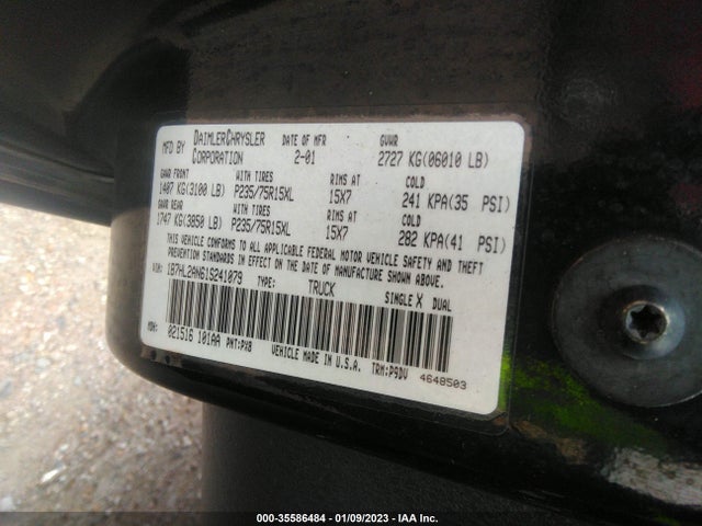 Dodge Dakota Sport/slt 2001 1B7HL2AN61S241079 Image 11