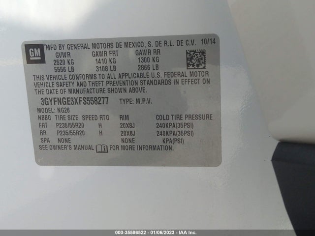 2015 Cadillac SRX, VIN: 3GYFNGE3XFS558277