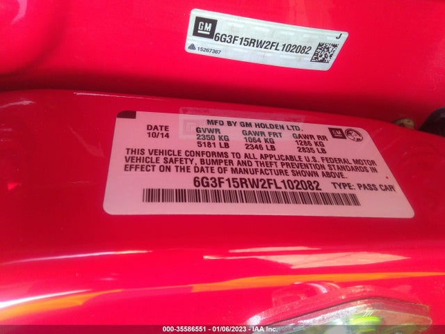 2015 Chevrolet SS, VIN: 6G3F15RW2FL102082