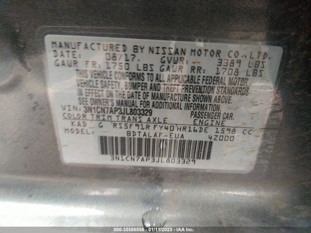 2018 Nissan Versa, VIN: 3N1CN7AP3JL803329